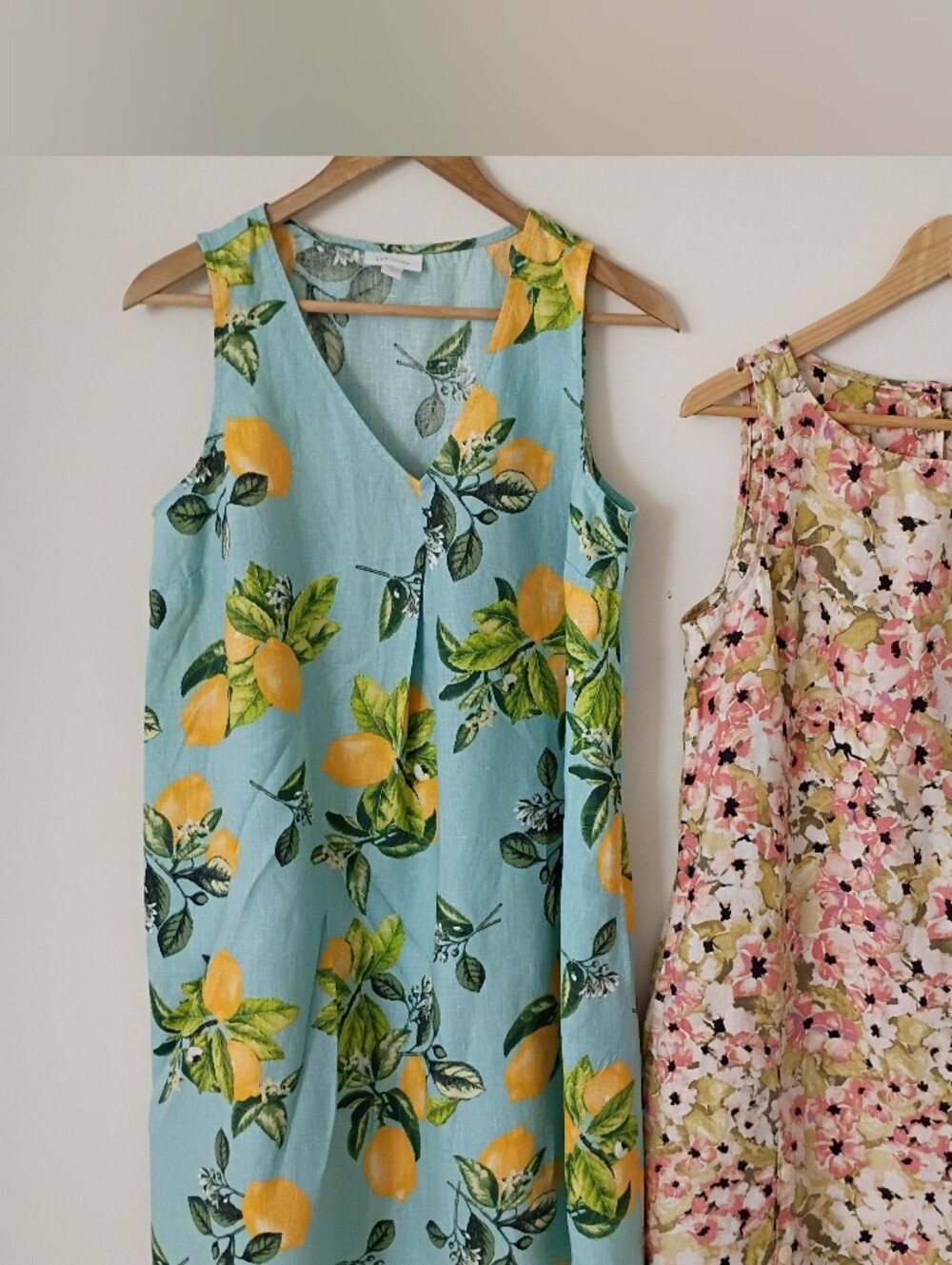 J Jill Dress Bundle of 2 Love Linen Lemon Floral Sleeveless Pockets Coastal